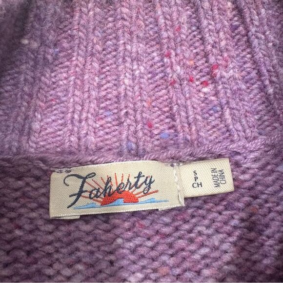 Faherty Lavender Boone Merino Wool Blend Puff Sleeve Sweater S - Picture 3 of 12
